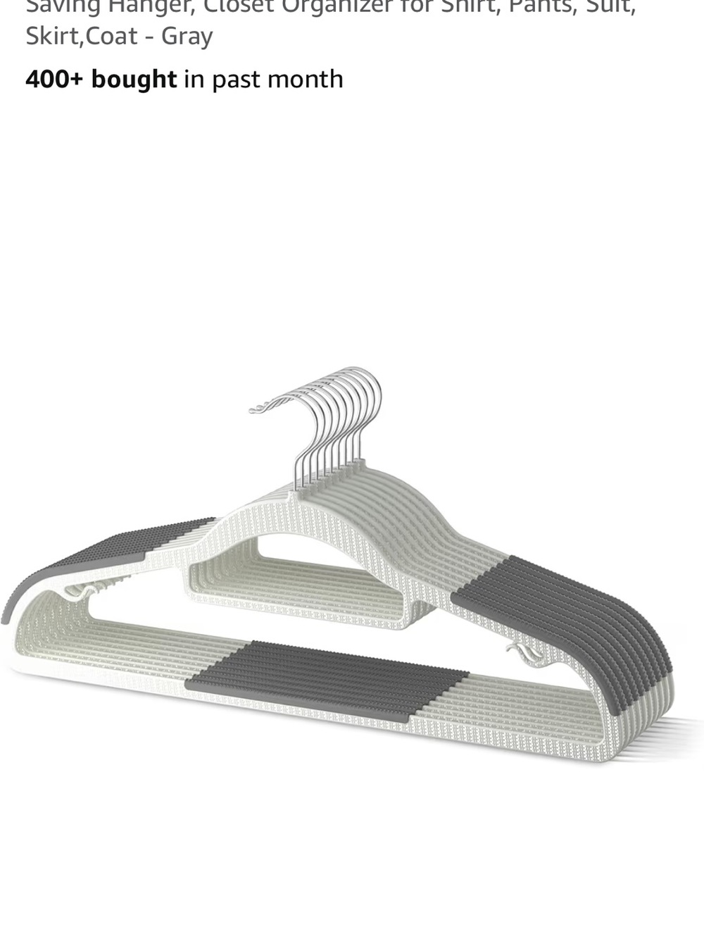 Space Saver Non-Slip Plastic Clothes Hangers - White with Gray Accents 20 pack